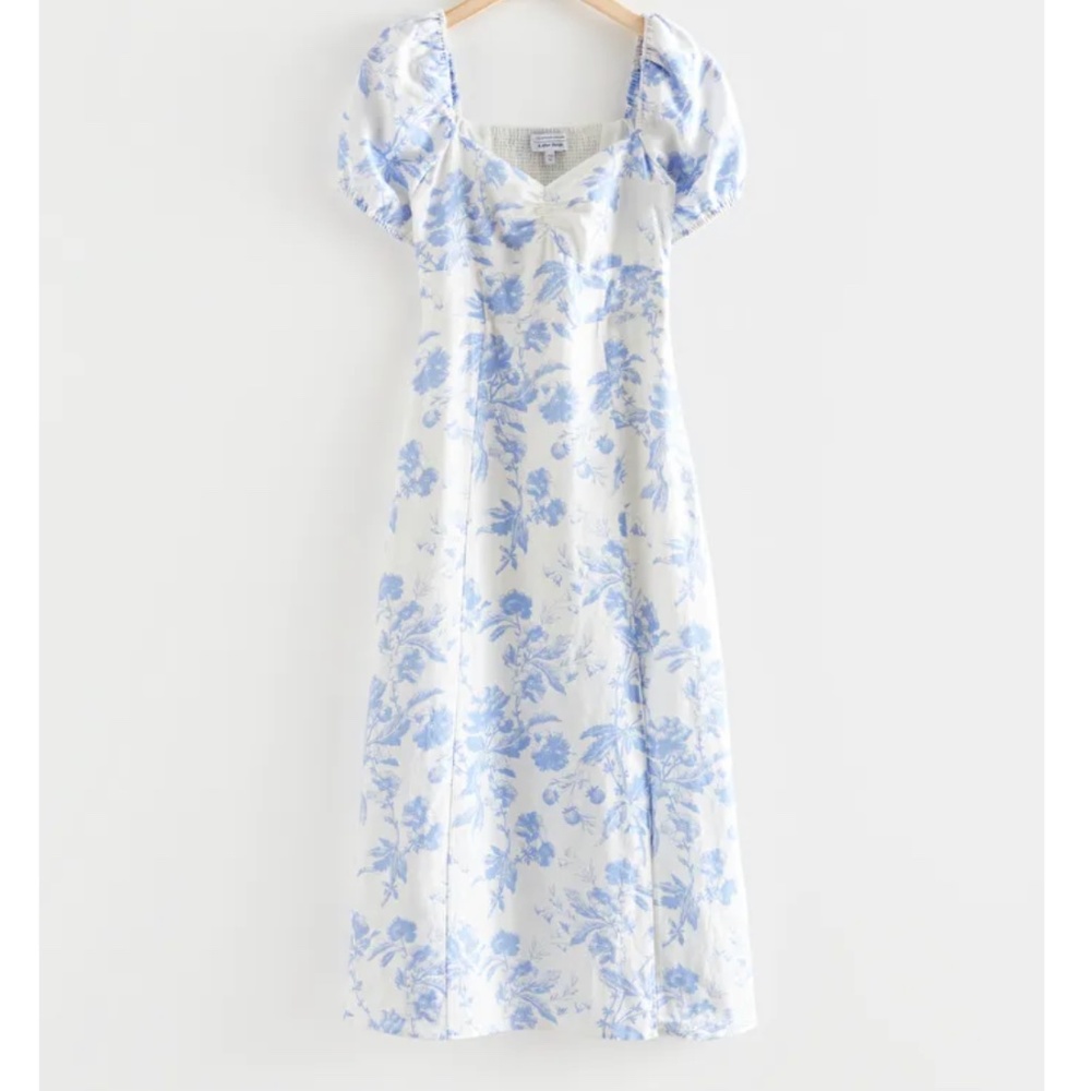 NWT & Other Stories Puff Sleeve Linen Midi Dress